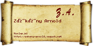 Zákány Arnold névjegykártya
